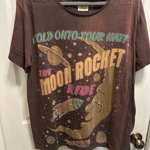 Jaded Gypsy Brown Moon Rocket Ride  T-Shirt
